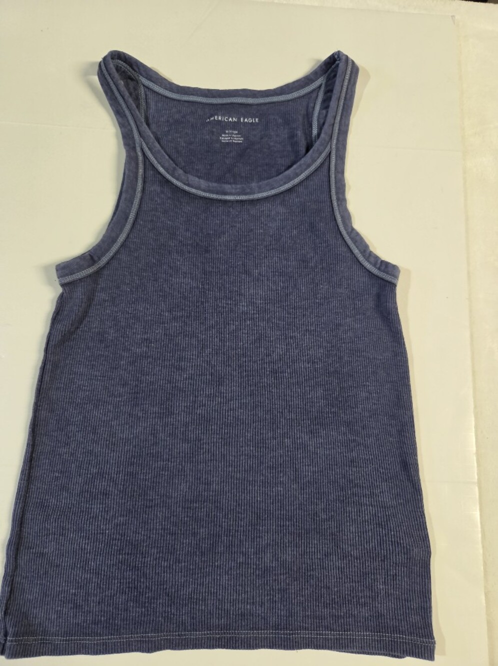 American Eagle Outfitters Heathered Blue Ribbed Tank